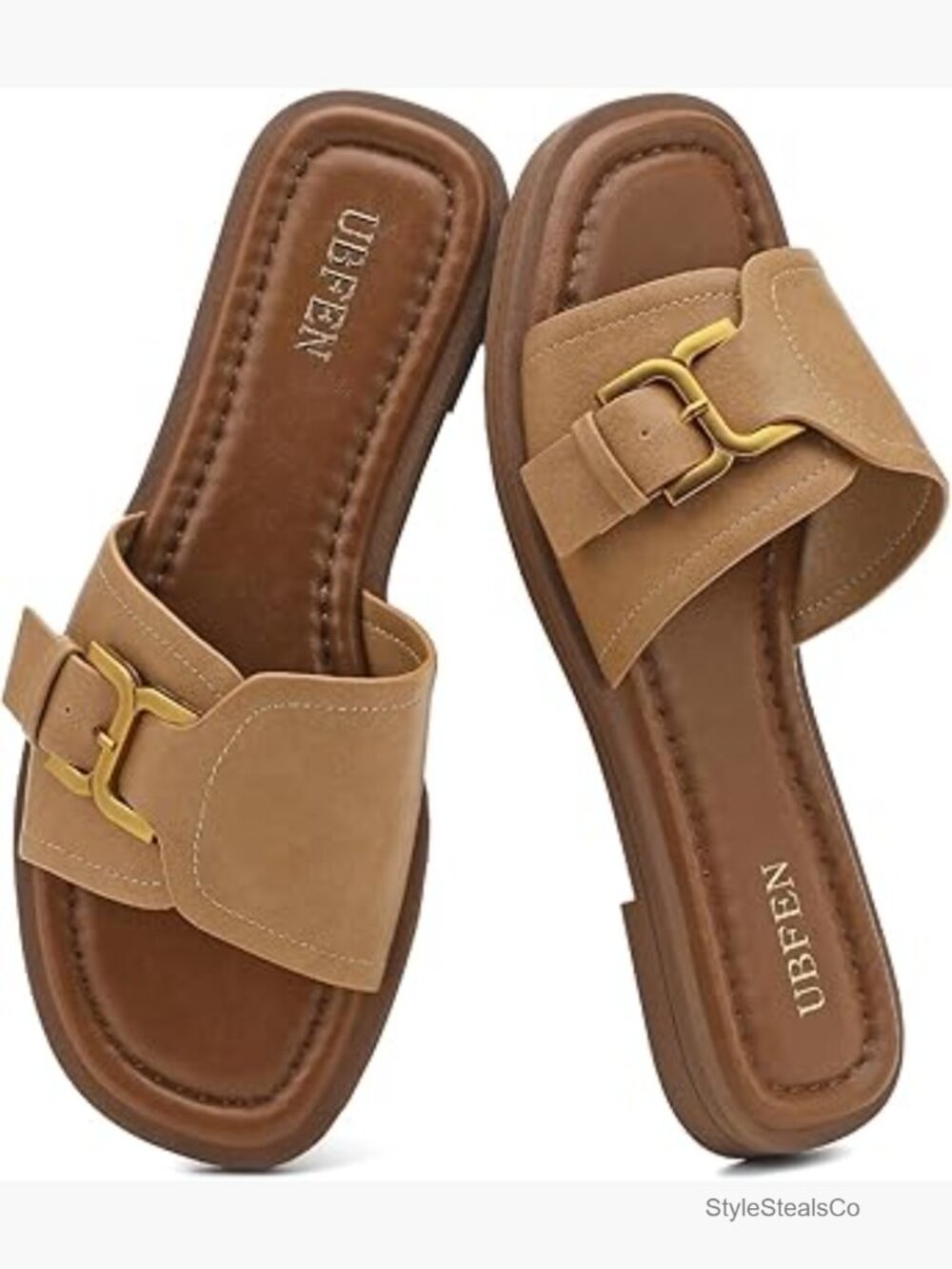 Square Toe H-Strap Slide Sandals Comfortable Summer Flat Casual Beach